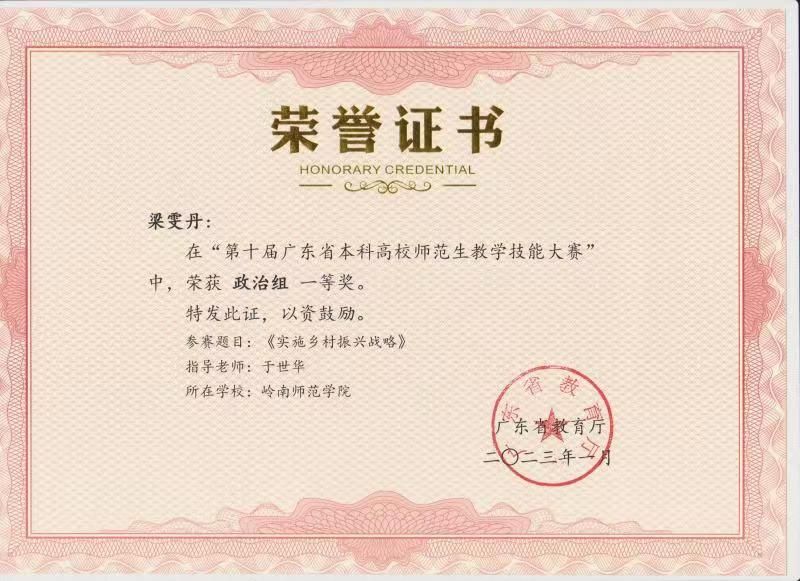 广东省师范生技能大赛一等奖组图