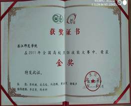 获全国高校烹饪技能大赛金奖